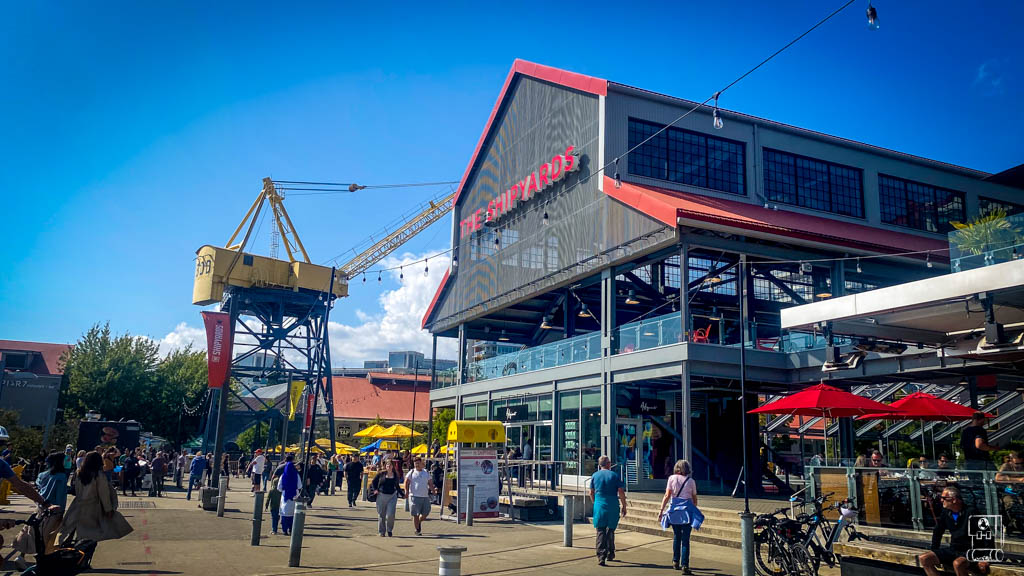 Shipyards District North Vancouver public market and waterfront showing accommodation options across from downtown